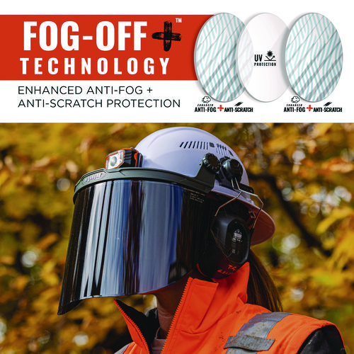 Skullerz 8995 Anti-Scratch and Anti-Fog Hard Hat Face Shield with Adapter for Full Brim, Smoke Lens