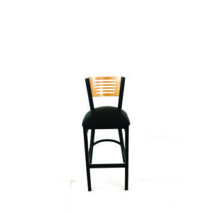 Jones River Series Barstool, Supports Up to 300 lb, 28.5" Seat Height, Black Seat, Natural Back, Black Base