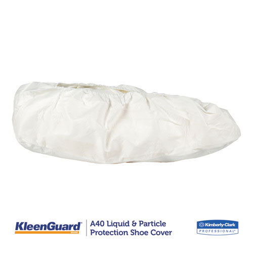A40 Liquid and Particle Protection Shoe Covers, Medium, White, 400/Carton