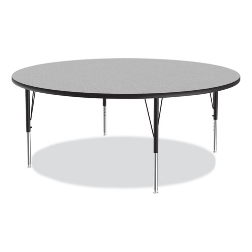 Height Adjustable Activity Table, Round, 60" x 19" to 29", Gray Granite Top, Black Legs, 4/Pallet