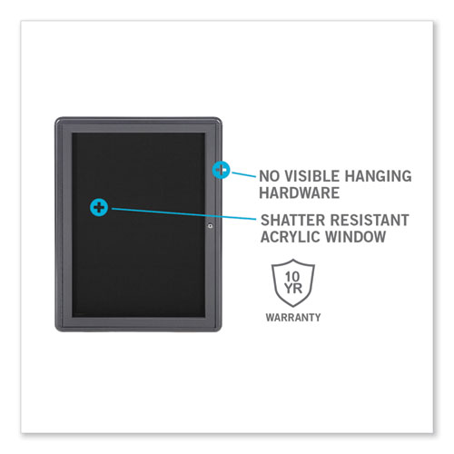 Enclosed Letterboard, 24.13" x 33.75", Black Surface, Powder-Coated Gray Aluminum Frame