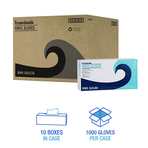 General Purpose Vinyl Gloves, Powder/Latex-Free, 2.6 mil, Large, Clear, 100/Box, 10 Boxes/Carton