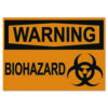 OSHA Safety Signs, WARNING BIOHAZARD, Orange/Black, 10 x 14