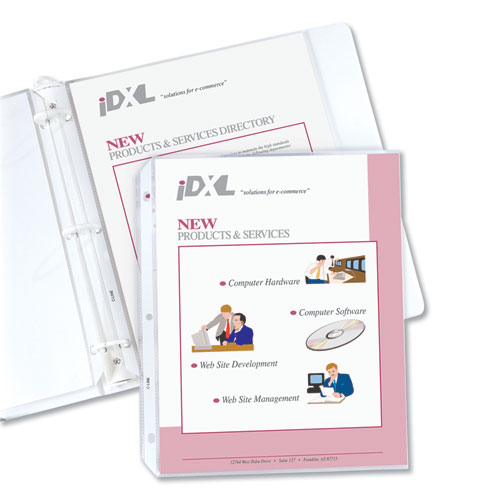 Polypropylene Sheet Protectors, Heavy-Duty, Side: 3-Hole Punched, Top Load 8.5 x 11 Insert, Clear Front, 100/Box
