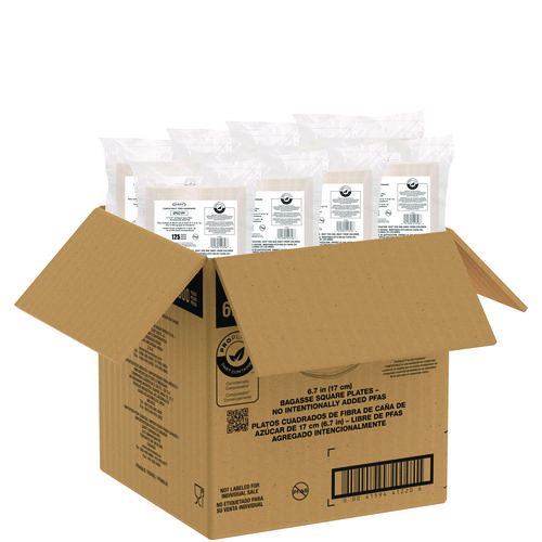 Compostable Molded Fiber Dinnerware, ProPlanet Seal, Plate, 6.7 x 6.7, Tan, 1,000/Carton