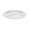 Placesetter Deluxe Laminated Foam Dinnerware, 3-Compartment Plate, 8.88" dia, White, 500/Carton