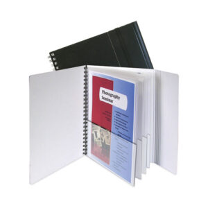 Eight-Pocket Portfolio with Security Flap, Polypropylene, 8.5 x 11, Black/White