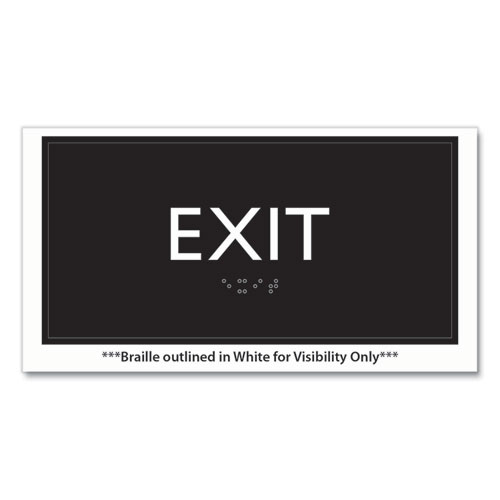 ADA Sign, Exit, Plastic, 4 x 4, Clear/White