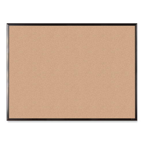 Cork Bulletin Board with Aluminum Frame, 48" x 36" (Actual Size: 47" x 35"), Tan Surface, Black Aluminum Frame