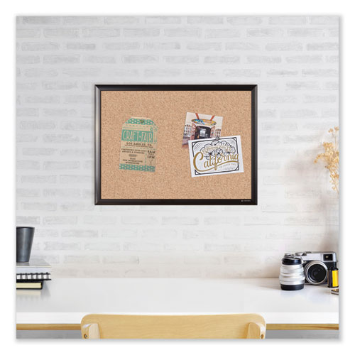 Cork Bulletin Board with Aluminum Frame, 48" x 36" (Actual Size: 47" x 35"), Tan Surface, Black Aluminum Frame
