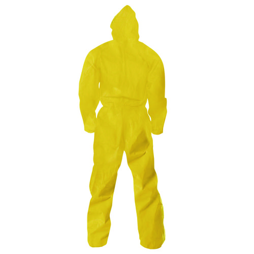 A70 Chemical Spray Protection Coveralls, Elastic Wrists, Ankles, Hood, 4X-Large, Yellow, 12/Carton