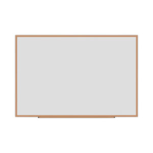 Deluxe Melamine Dry Erase Board, 72" x 48", White Surface, Oak Finished Fiberboard (MDF) Frame