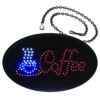 LED Oval Coffee Sign, 23 x 14, Black Frame, Blue/Red Graphics