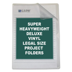 Deluxe Vinyl Project Folders, Legal Size, Clear, 50/Box