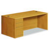 10700 Series Single Pedestal Desk with Full-Height Pedestal on Left, 72" x 36" x 29.5", Harvest