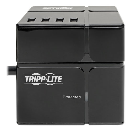Power Cube Surge Protector, 3 AC Outlets/6 USB-A Ports, 6 ft Cord, 540 J, Black - Image 3