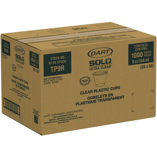 Ultra Clear PET Cups, Squat, 9 oz, Plastic, 50/Bag, 20 Bags/Carton
