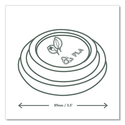89 Series Hot Cup Lids, Fits Vegware 89-Series Hot Cups, Plastic, White, 1,000/Carton
