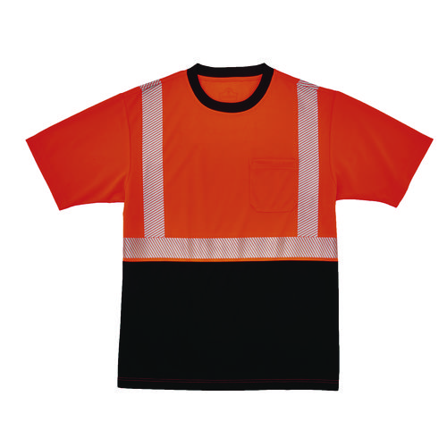 GloWear 8280BK Class 2 Performance T-Shirt with Black Bottom, 6X-Large Long, Orange