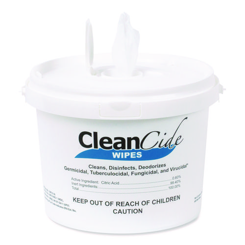 CleanCide Disinfecting Wipes, 1-Ply, 8 x 5.5, Fresh Scent, White, 400/Tub