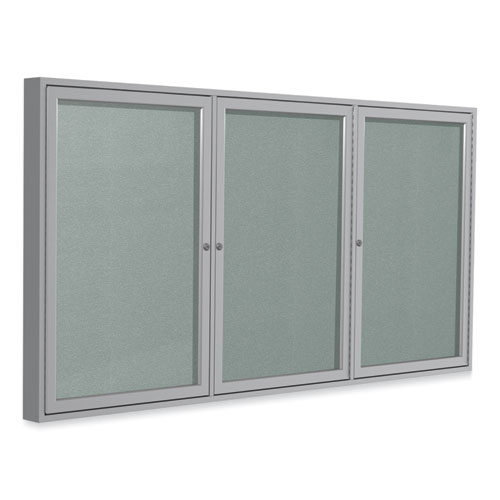 Ghent 3 Door Enclosed Vinyl Bulletin Board with Satin Frame