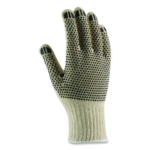 PVC-Dotted Cotton/Polyester Work Gloves, Large, Gray/Black, 12 Pairs