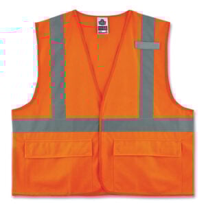 GloWear 8225HL Class 2 Standard Solid Hook and Loop Vest, Polyester, Orange, 2X-Large/3X-Large