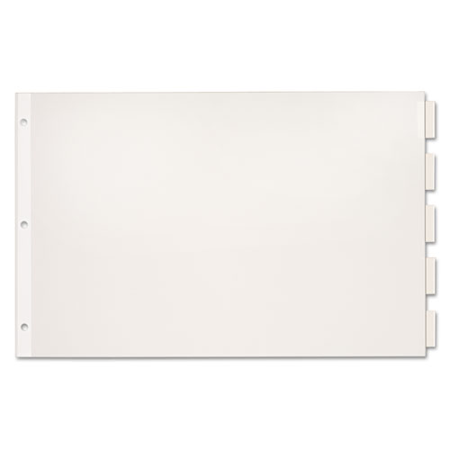 Paper Insertable Dividers, 5-Tab, 11 x 17, White, Clear Tabs, 1 Set