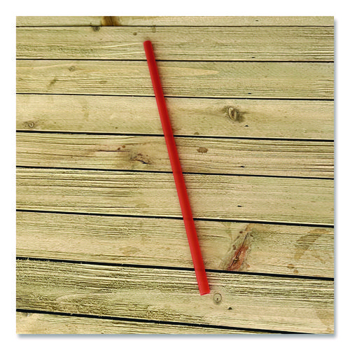 Jumbo Straws, 7.75", Polypropylene, Red, 2,500/Carton