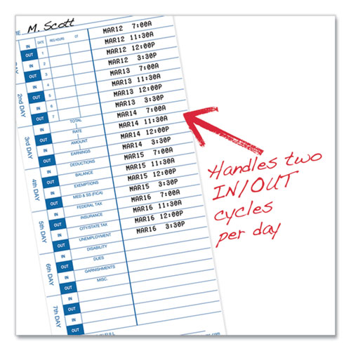 Time Clock Cards for Pyramid Technologies 3000, One Side, 4 x 9, 100/Pack