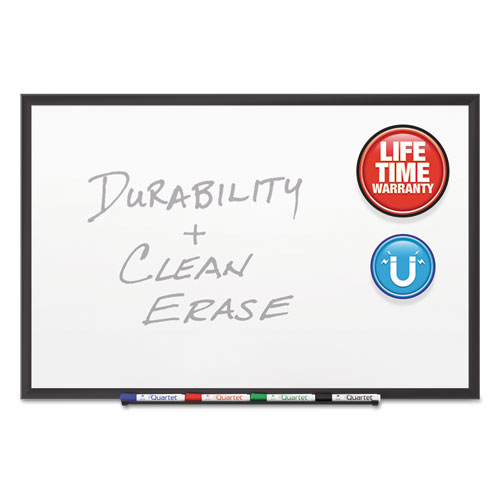 Classic Series Porcelain Magnetic Dry Erase Board, 60" x 36", White Surface, Black Aluminum Frame