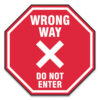 Slip-Gard Social Distance Floor Signs, 12 x 12, "Wrong Way Do Not Enter", Red, 25/Pack