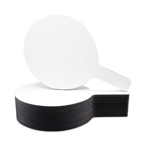 Dry Erase Paddle, 12" x 7", White Surface, 12/Pack