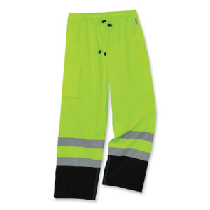 GloWear 8915BK Class E Hi-Vis Rain Pants Black Bottom, Medium, Lime