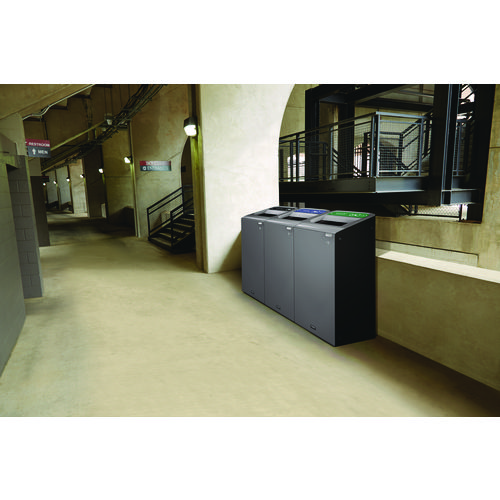 Configure Indoor Recycling Waste Receptacle, 33 gal, Metal, Gray
