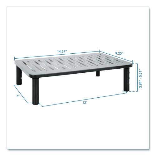 Adjustable Desktop Monitor Riser, For Up to 32" Monitors, 14.57" x 9.25" x 5.51", Black, Supports 44 lb