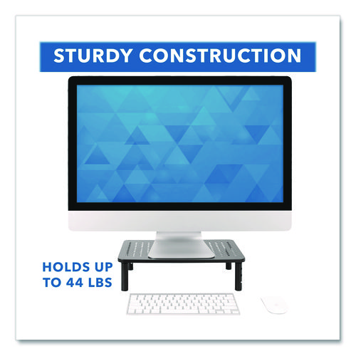Adjustable Desktop Monitor Riser, For Up to 32" Monitors, 14.57" x 9.25" x 5.51", Black, Supports 44 lb
