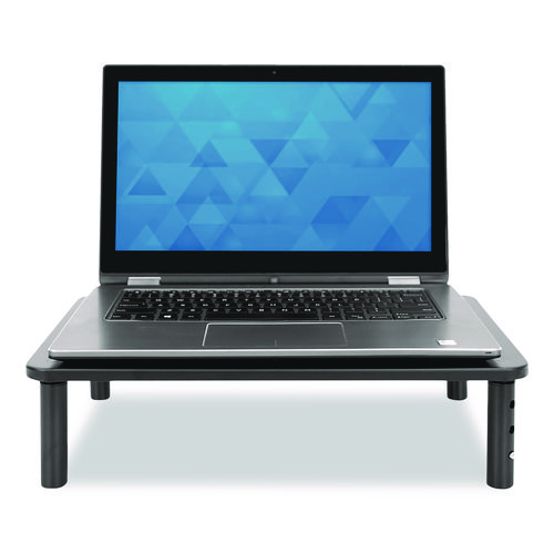 Adjustable Desktop Monitor Riser, For Up to 32" Monitors, 14.57" x 9.25" x 5.51", Black, Supports 44 lb