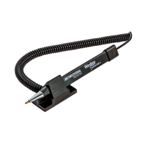 Wedgy Secure Antimicrobial Ballpoint Counter Pen, Fine 0.5 mm, Black Ink, Black Barrel