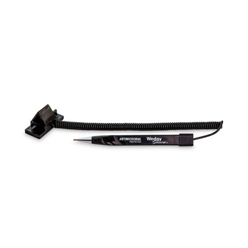 Wedgy Secure Antimicrobial Ballpoint Counter Pen, Fine 0.5 mm, Black Ink, Black Barrel