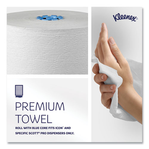Hard Roll Paper Towels with Premium Absorbency Pockets with Colored Core, Blue Core, 1-Ply, 7.5" x 700 ft, White, 6 Rolls/CT