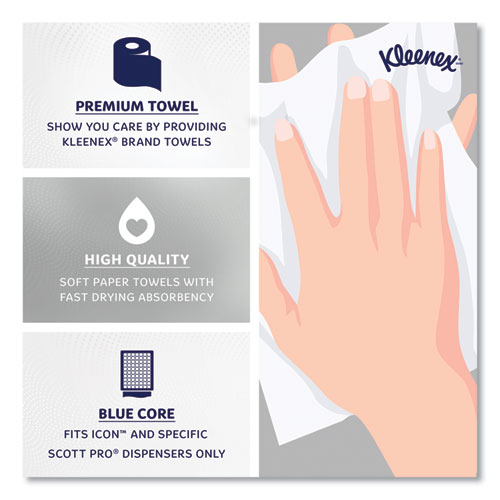 Hard Roll Paper Towels with Premium Absorbency Pockets with Colored Core, Blue Core, 1-Ply, 7.5" x 700 ft, White, 6 Rolls/CT