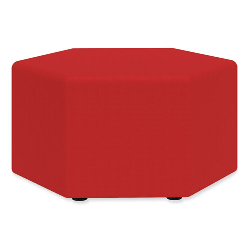 Learn 30" Hexagon Vinyl Ottoman, 30" x 30" x 18", Red
