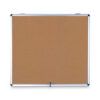 Slim-Line Enclosed Cork Bulletin Board with One Door, 47" x 38", Tan Surface, Satin Aluminum Frame