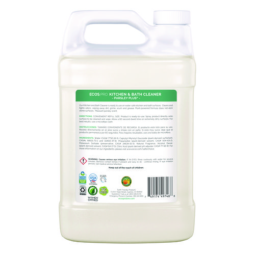 Parsley Plus All-Purpose Kitchen and Bathroom Cleaner, Herbal Scent, 1 gal Bottle, 4/Carton