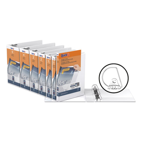 QuickFit D-Ring View Binder, 3 Rings, 0.63" Capacity, 11 x 8.5, White