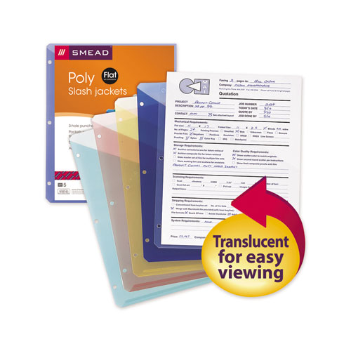 Organized Up Poly Slash Jackets, 2-Sections, Letter Size, Assorted Colors, 5/Pack