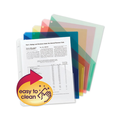 Organized Up Poly Slash Jackets, 2-Sections, Letter Size, Assorted Colors, 5/Pack