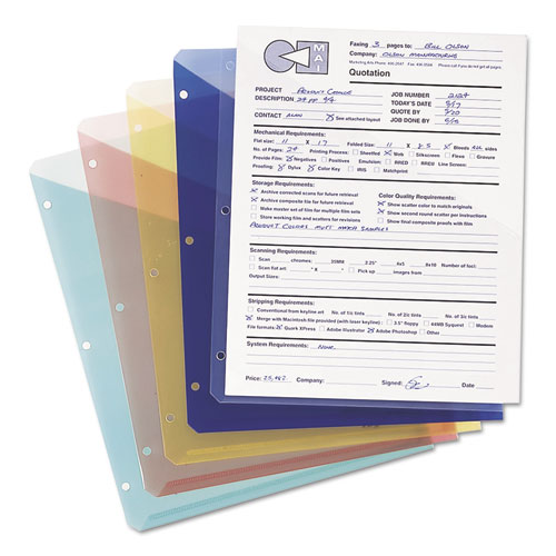 Organized Up Poly Slash Jackets, 2-Sections, Letter Size, Assorted Colors, 5/Pack