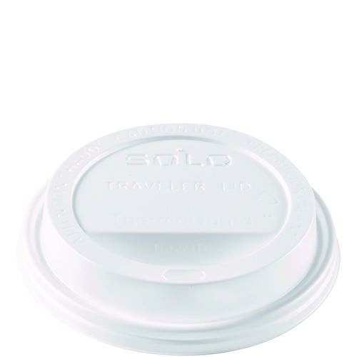 Solo Traveler Sip Through Lids for ThermoGuard Hot Cups, Fits 12 oz to 24 oz Hot Cups, Plastic, White, 1,200/Carton